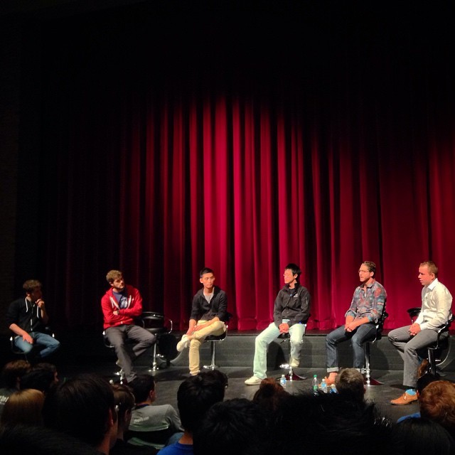 UW + YC: Sam Altman moderates a panel of alumni from both University of Waterloo and Y Combinator: Eric Migicovsky (Founder, Pebble), Eric Diep (Founder, A Thinking Ape), Wilkins Chung (A Thinking Ape), Michael Litt (CEO, Vidyard), Stephen Lake (CEO, Thalmic Labs)