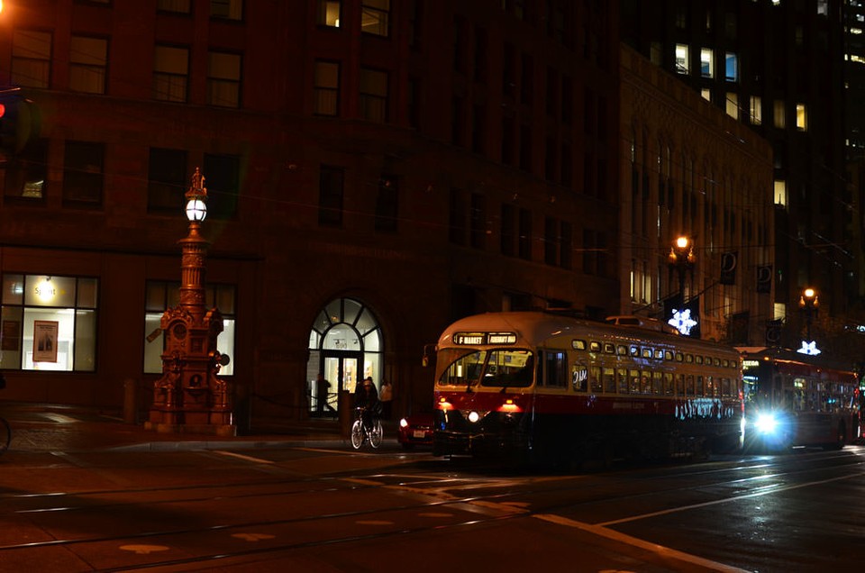 Classic streetcar on Market Street in San Francisco as we get the YC email.