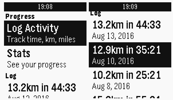 Screenshots from my Pebble.